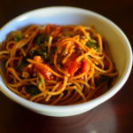 One Pot Pasta: Kale, Broccoli and Roasted Peppers Spaghetti