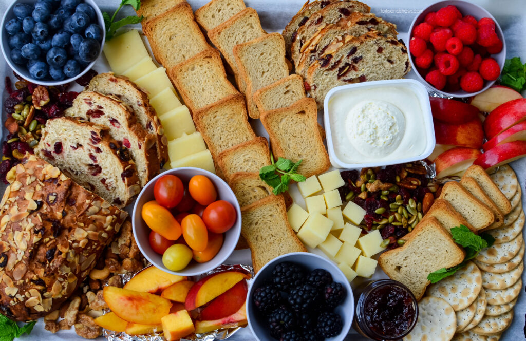 close up of the charcuterie board