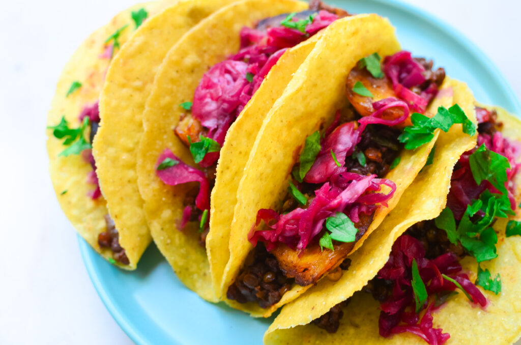 close up of Lentil tacos