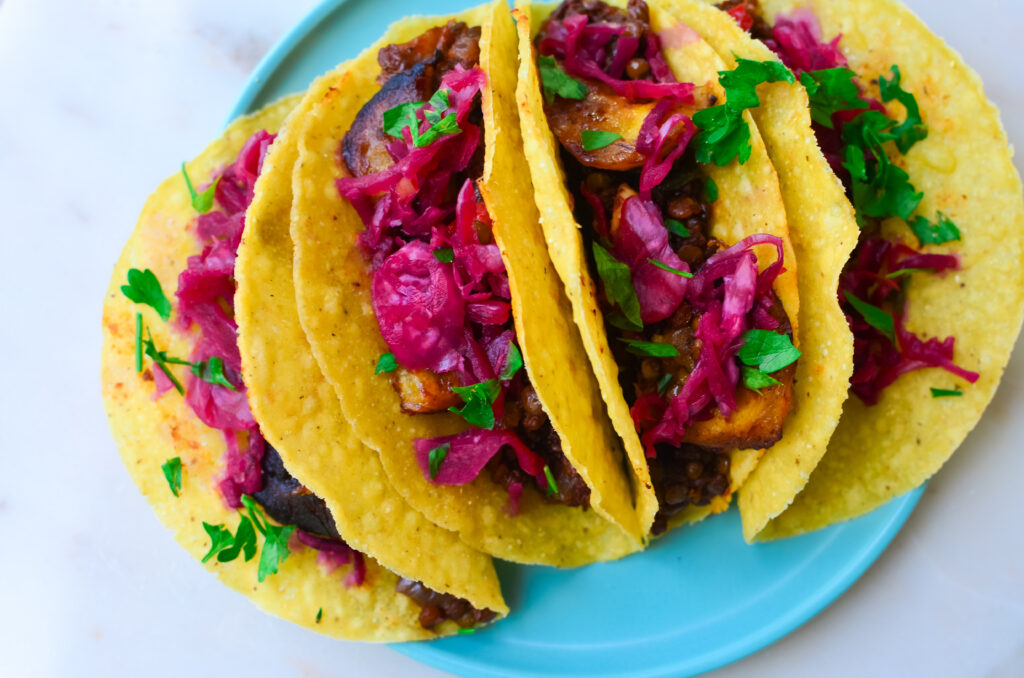 Vegan_Chipotle LEntil Plantain taco on a plate