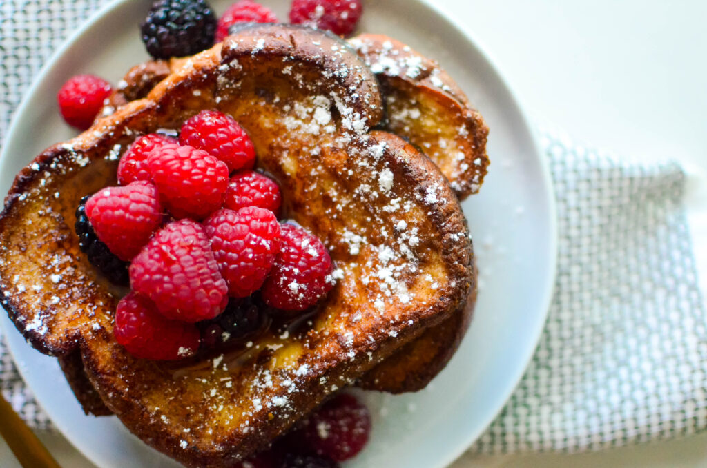 close up shot of vegan french toast